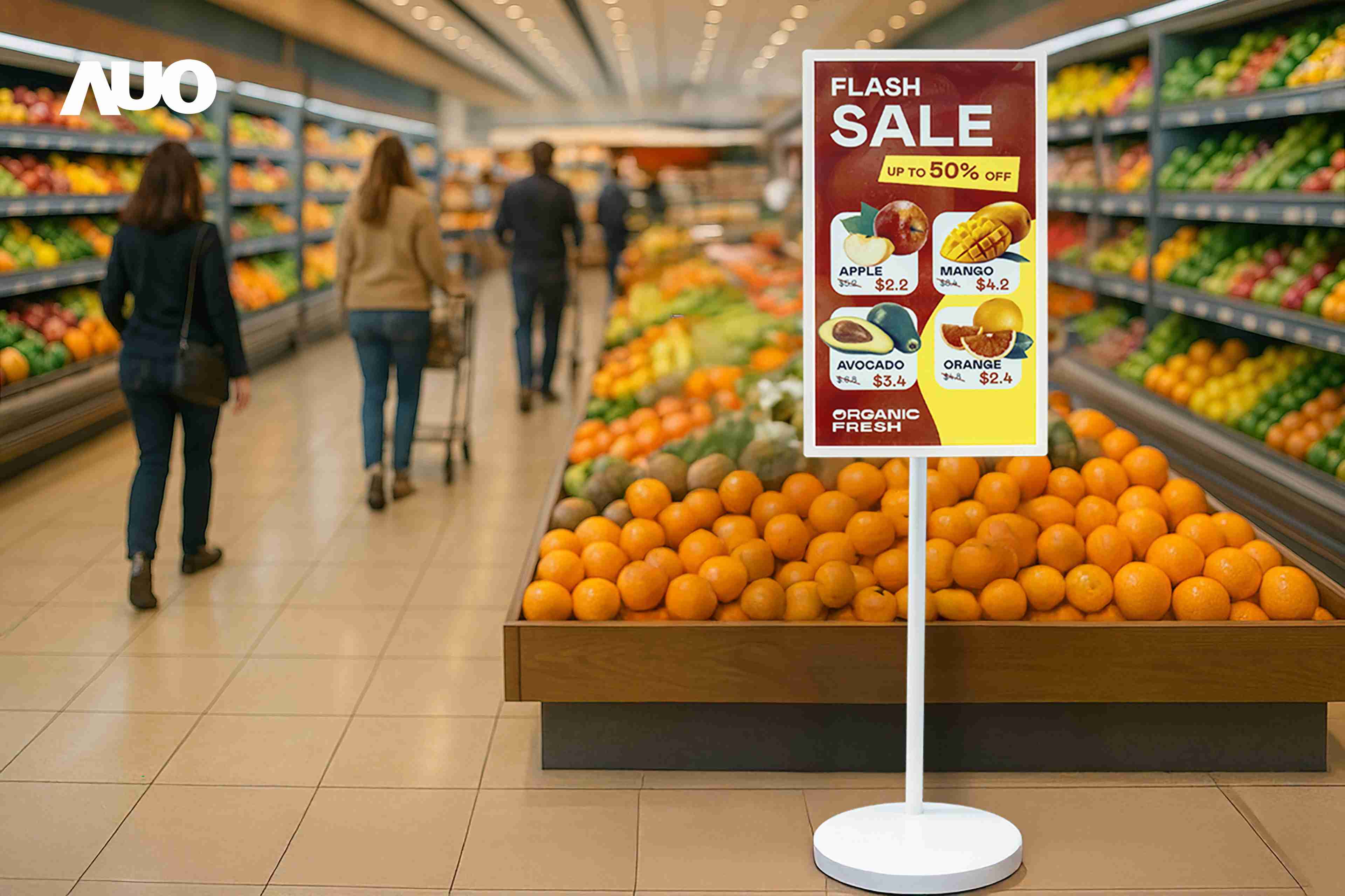 达擎首亮相低功耗、、全彩的〝aecoPost电子纸解决方案〞，，仅在更新画面时需要微量的电力驱动，，无需布建电线的便捷设计，，，，使其可灵活应用、、随意置放，，并可透过云端或行动装置app，，轻松管理及排程广告内容，，晋升店头营销利器。。。